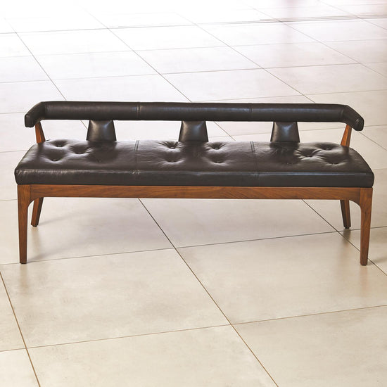 Moderno Bench-Black Marble Leather