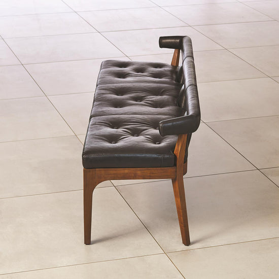 Moderno Bench-Black Marble Leather