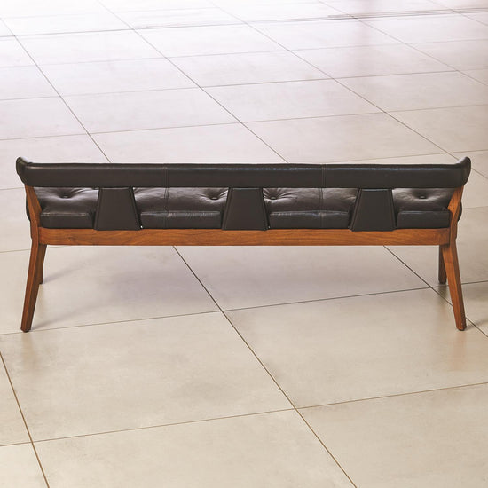 Moderno Bench-Black Marble Leather