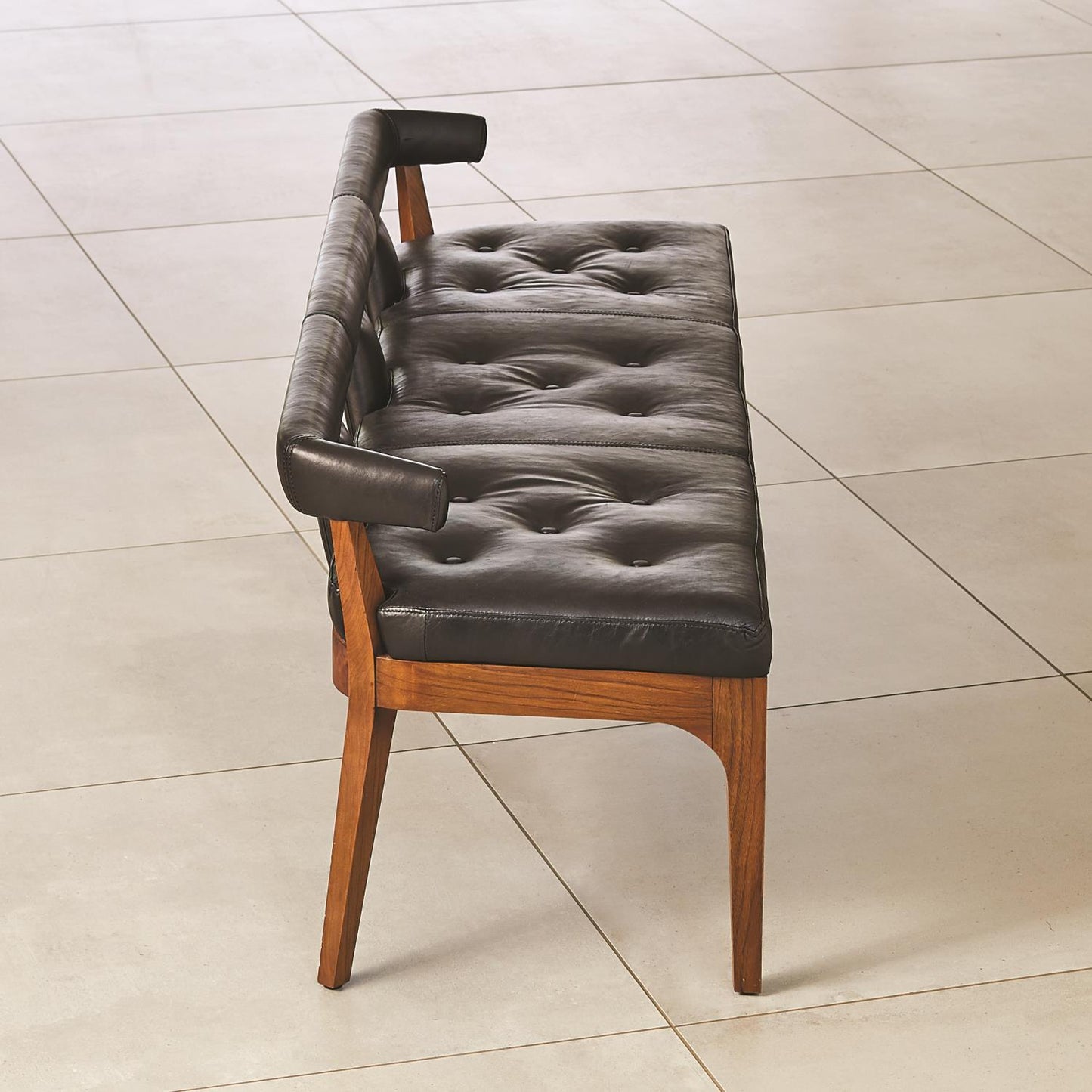 Moderno Bench-Black Marble Leather