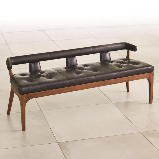 Moderno Bench-Black Marble Leather