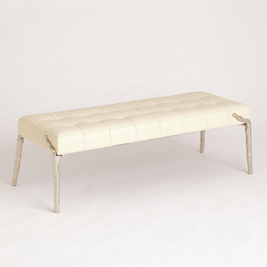 Bristol Branch Bench-Ivory Leather