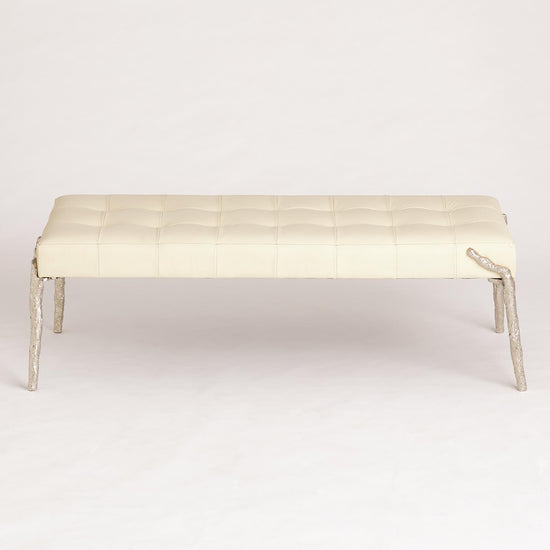 Bristol Branch Bench-Ivory Leather