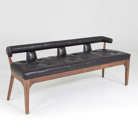 Moderno Bench-Black Marble Leather