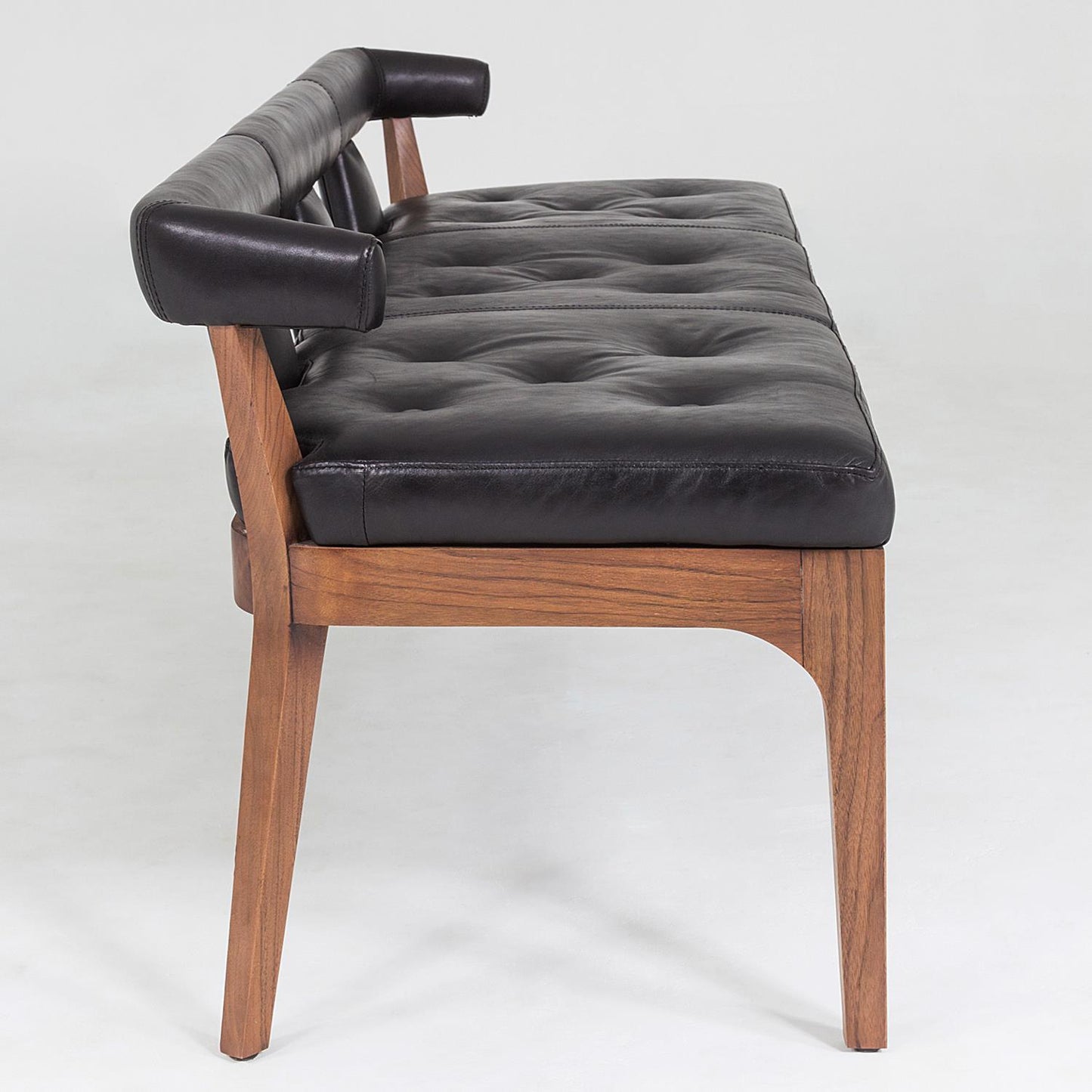 Moderno Bench-Black Marble Leather