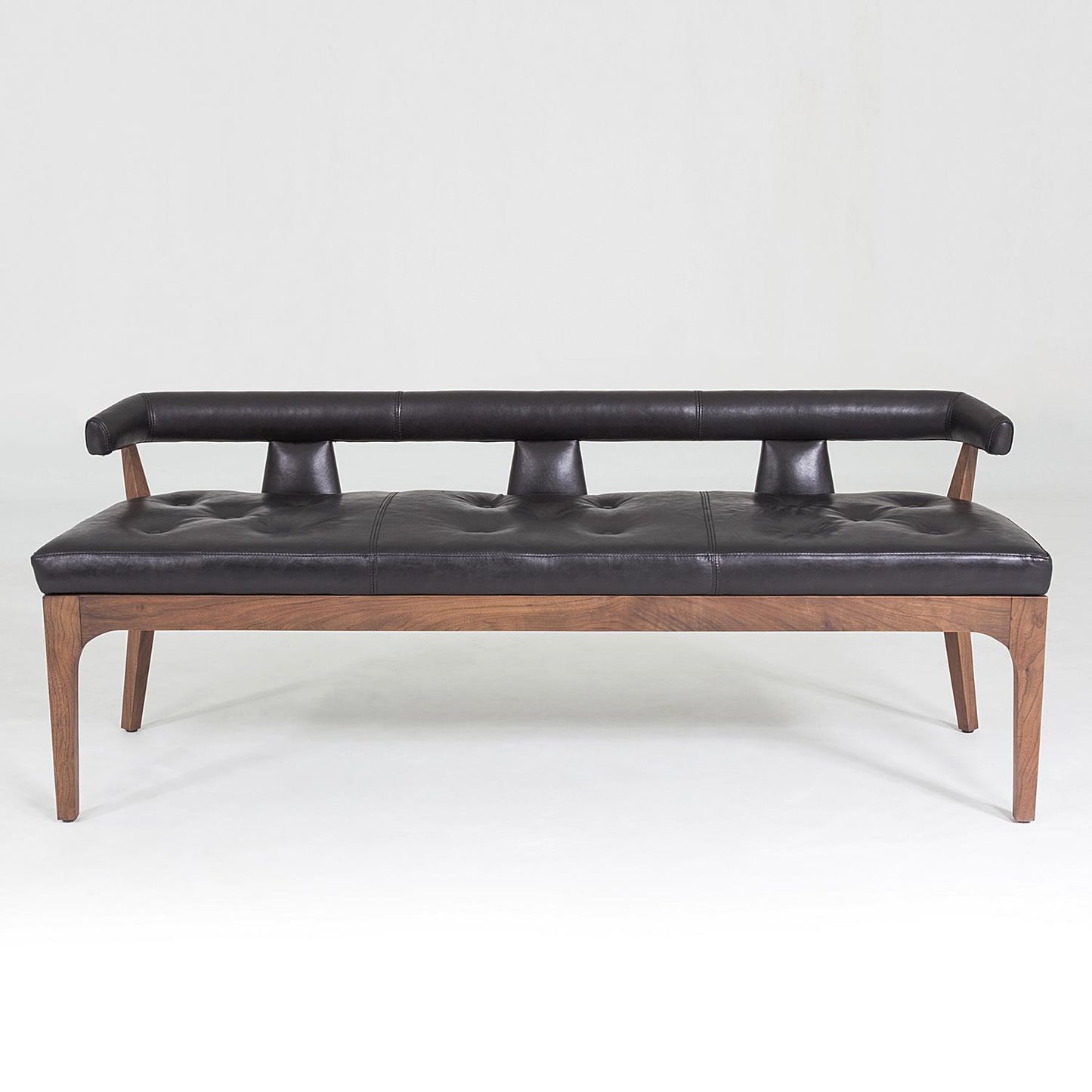 Moderno Bench-Black Marble Leather