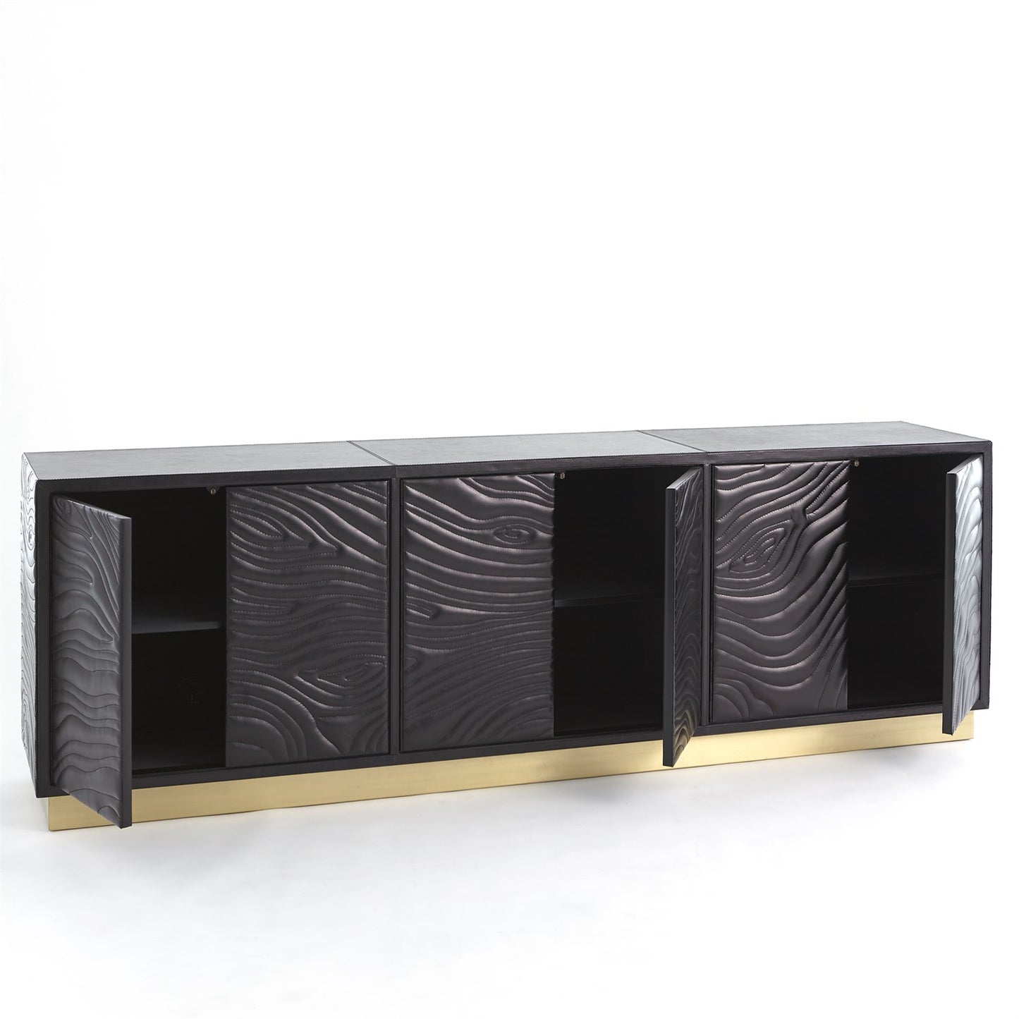 Forest Long Cabinet - Charcoal Leather