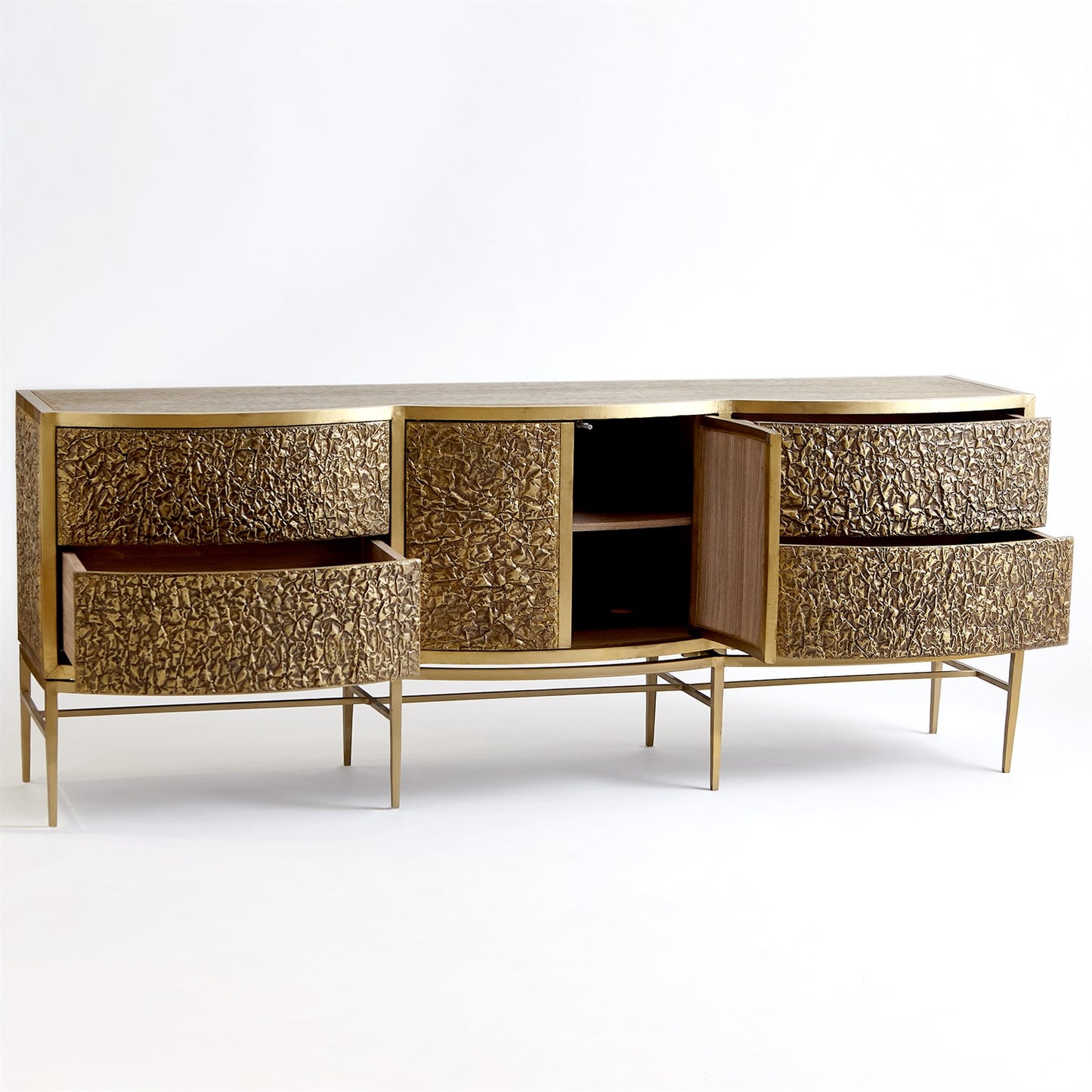 Crinkle Long Cabinet-Brass/Bronze