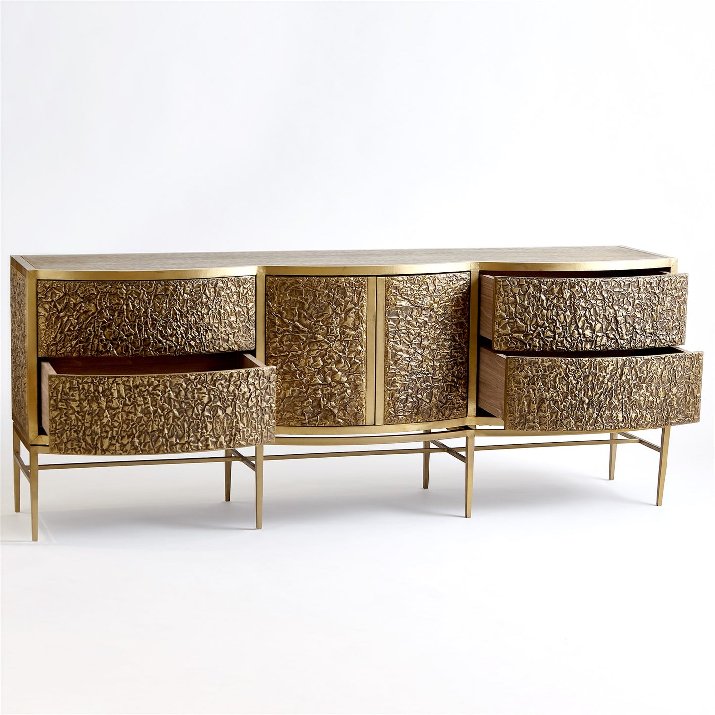 Crinkle Long Cabinet-Brass/Bronze