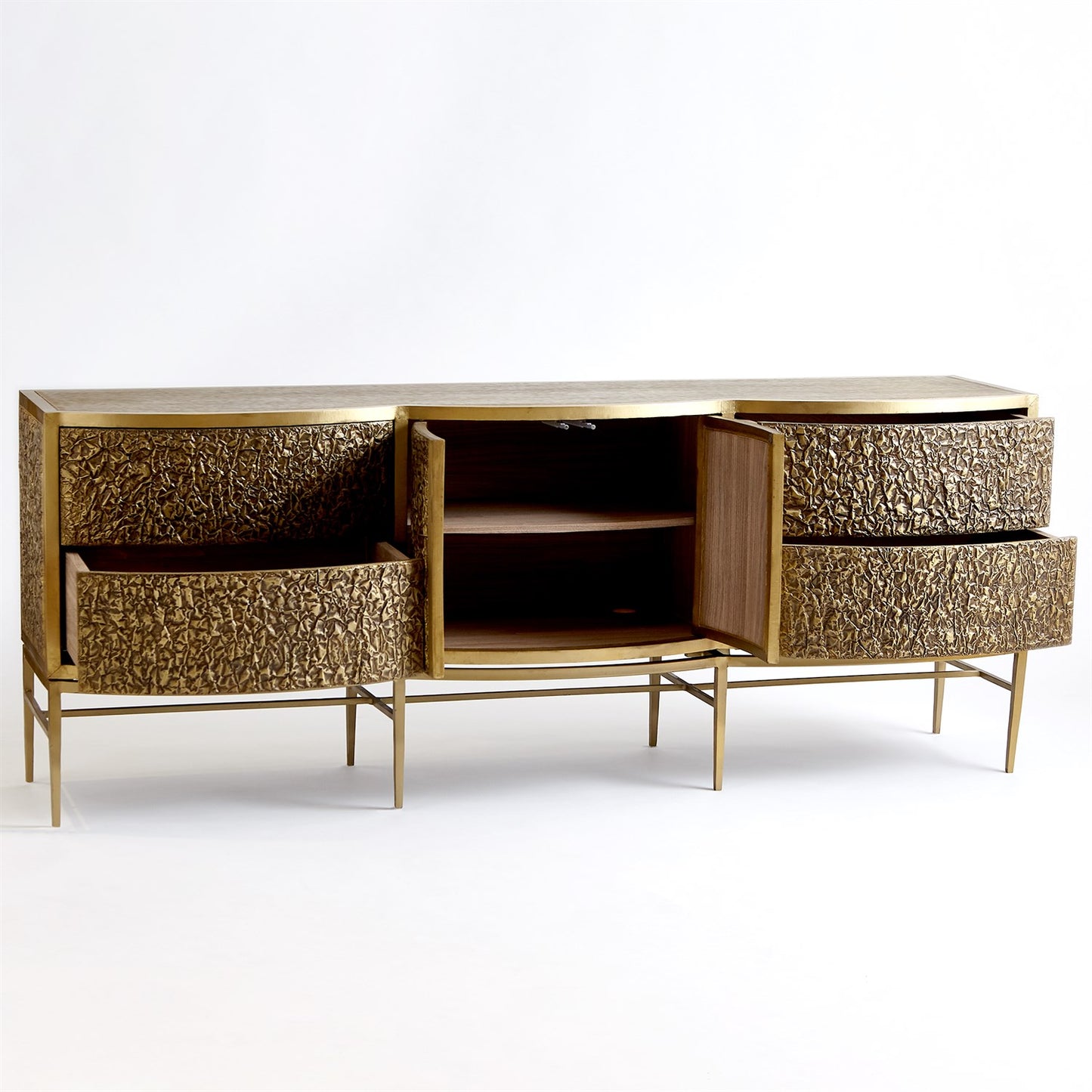 Crinkle Long Cabinet-Brass/Bronze