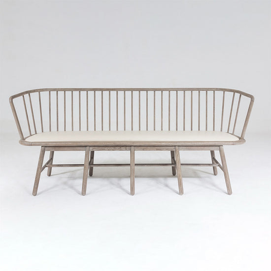 Spindle Long Bench-Beige Leather