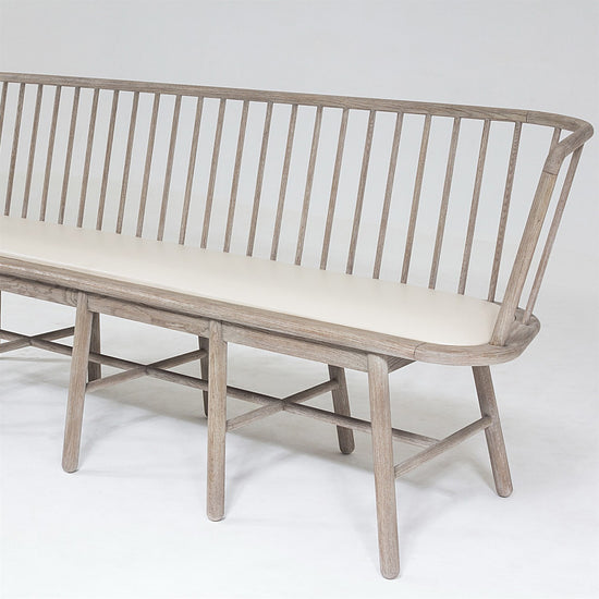 Spindle Long Bench-Beige Leather