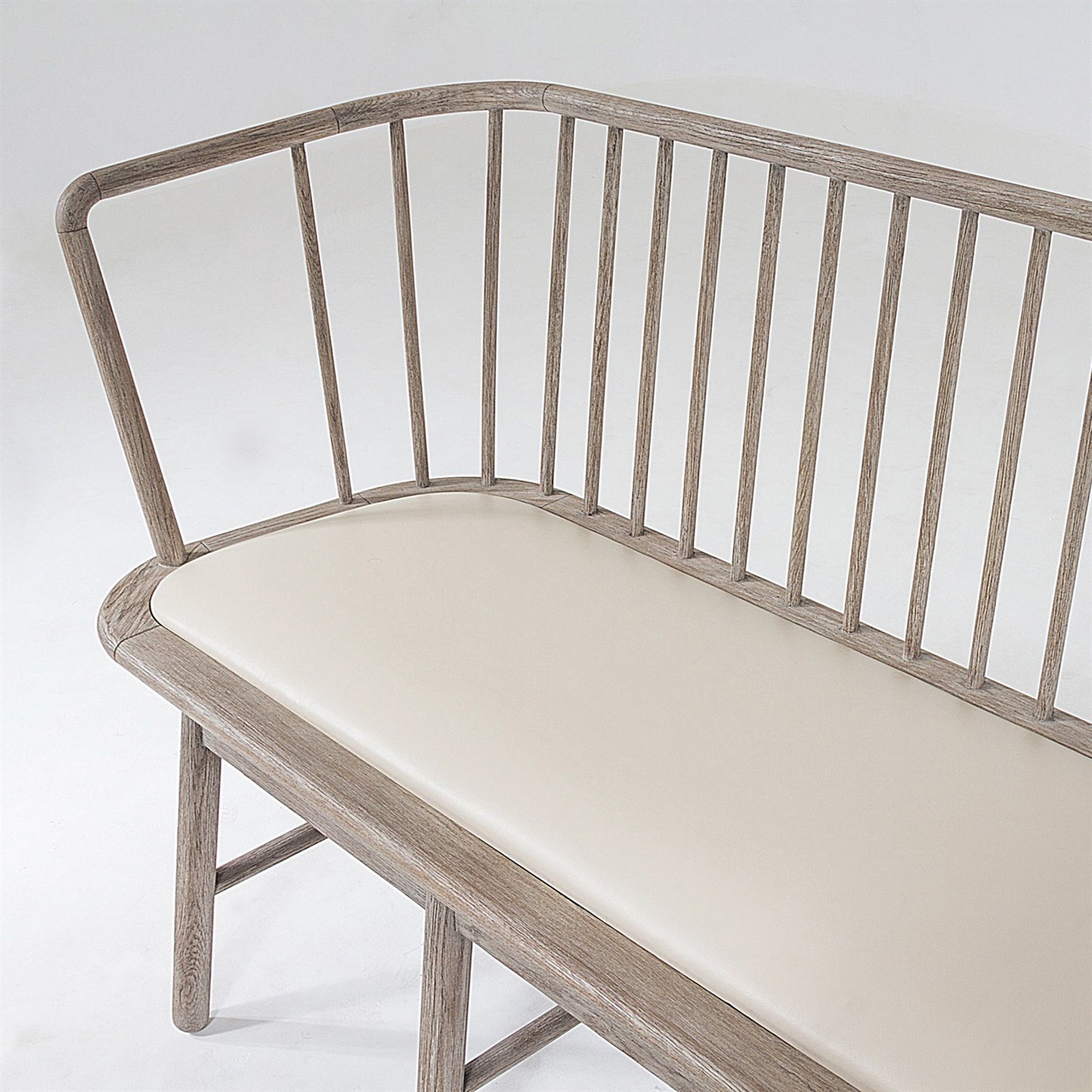 Spindle Long Bench-Beige Leather