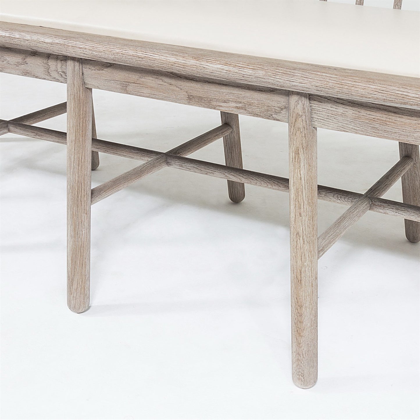 Spindle Long Bench-Beige Leather