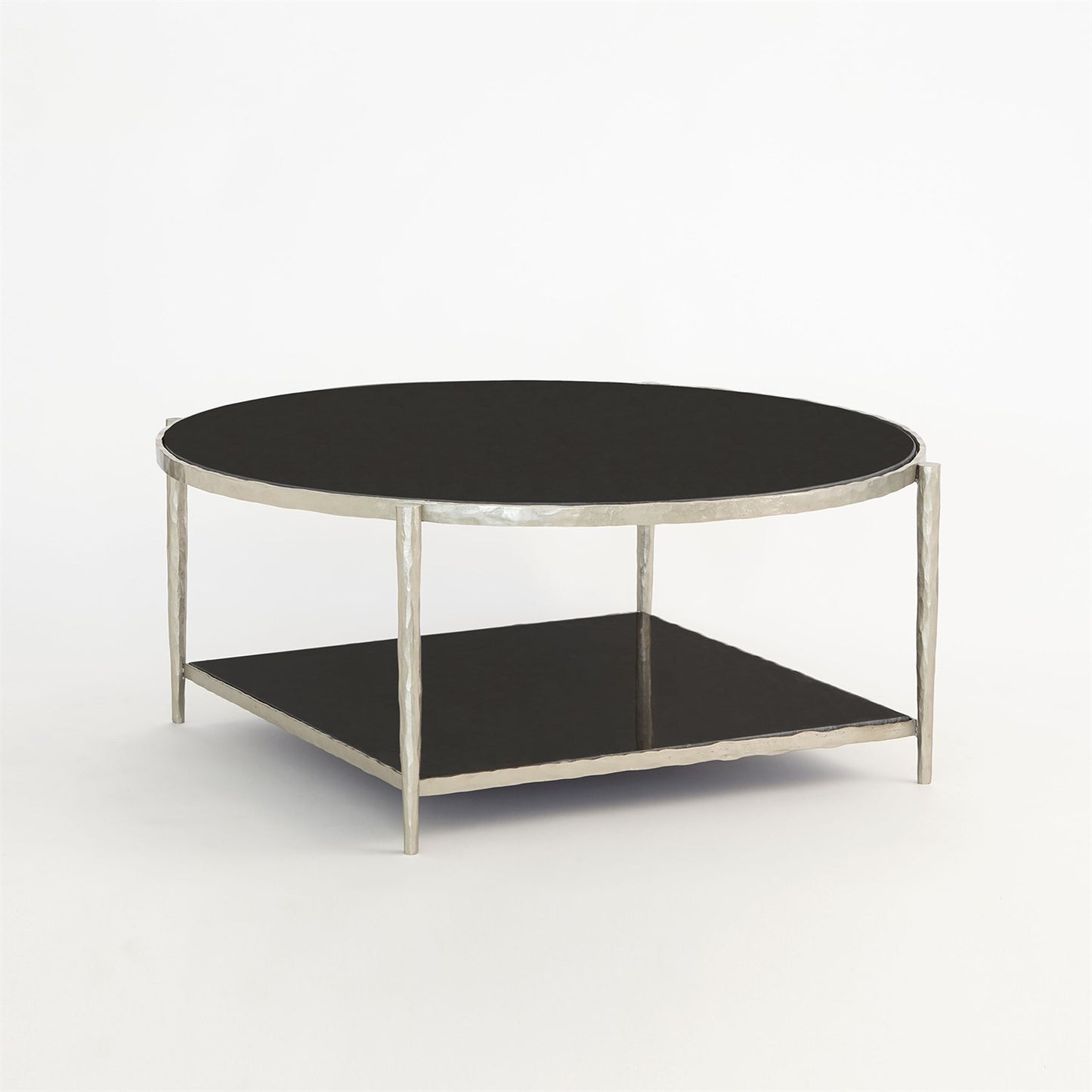 Circle/Square Cocktail Table-Nickel w/Black Granite