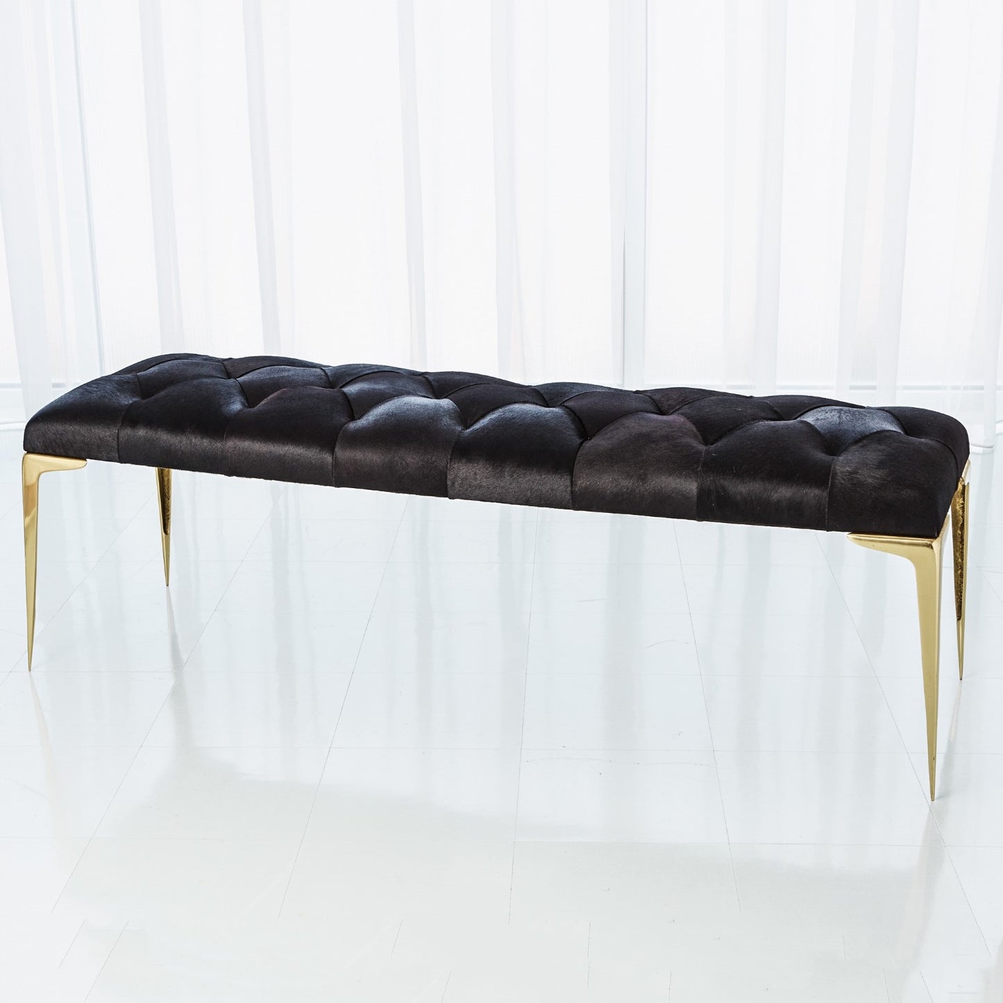 Stiletto Bench-Black Hair-on-Hide