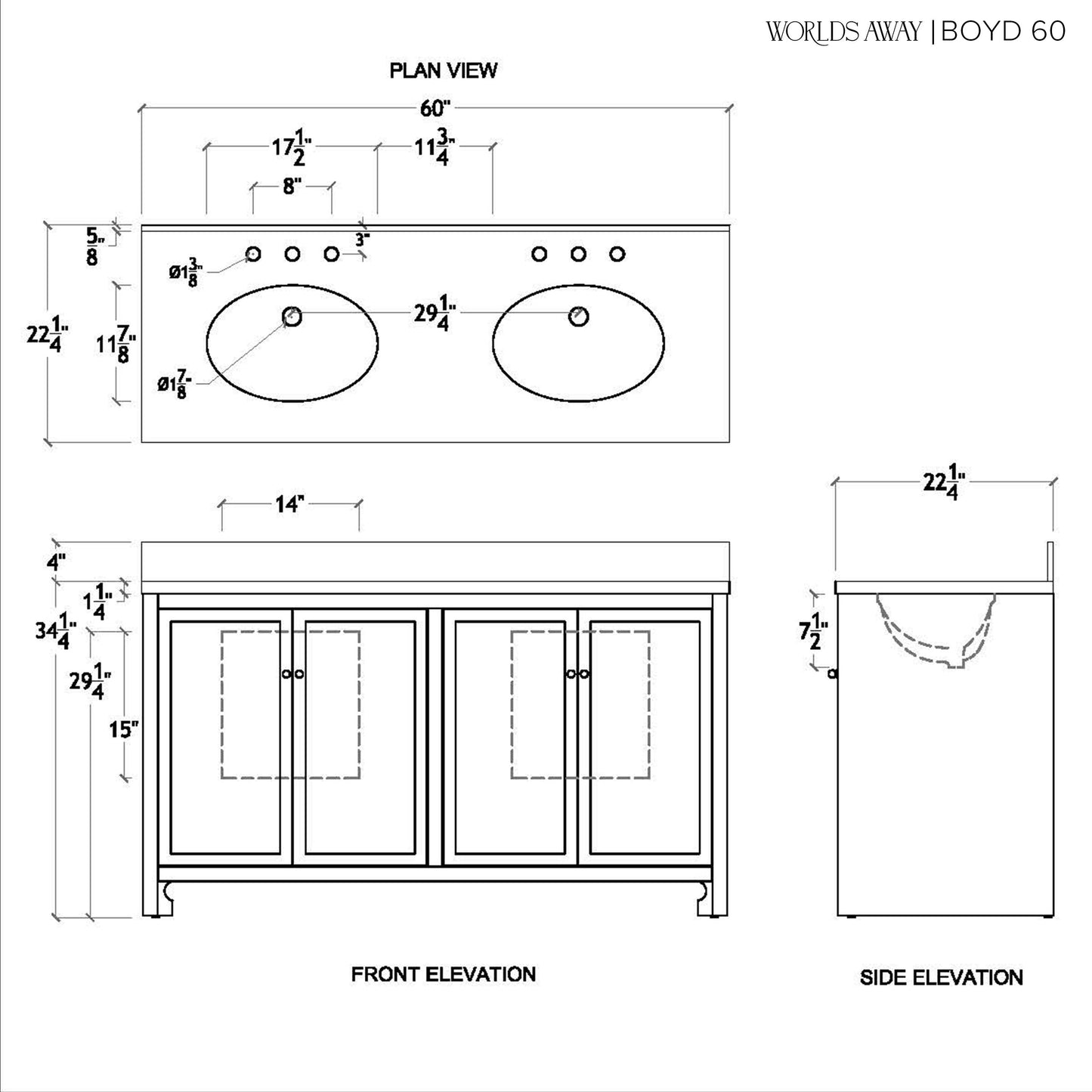 Boyd Bath Vanity 60" - White