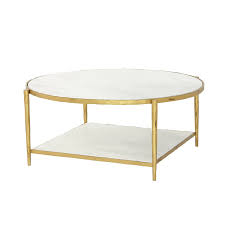 Circle/Square Cocktail Table - Gold w/ White Marble