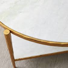 Circle/Square Cocktail Table - Gold w/ White Marble