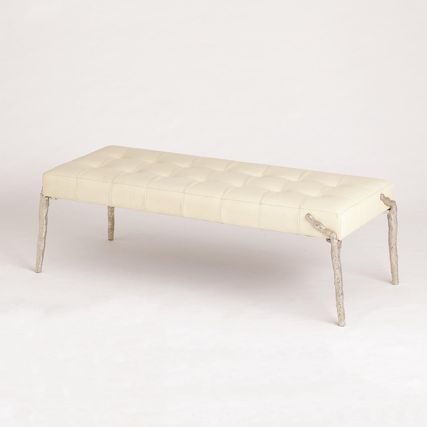 Bristol Branch Bench-Ivory Leather