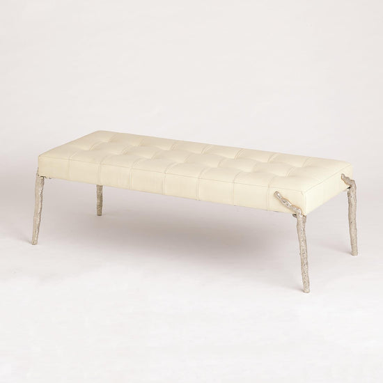 Bristol Branch Bench-Ivory Leather