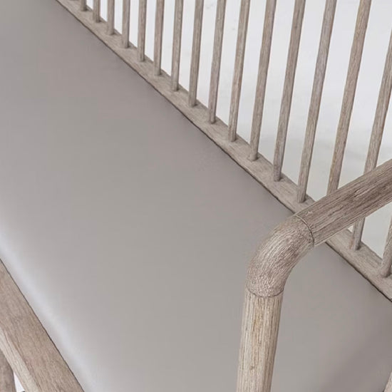 Spindle Long Bench-Gray Leather